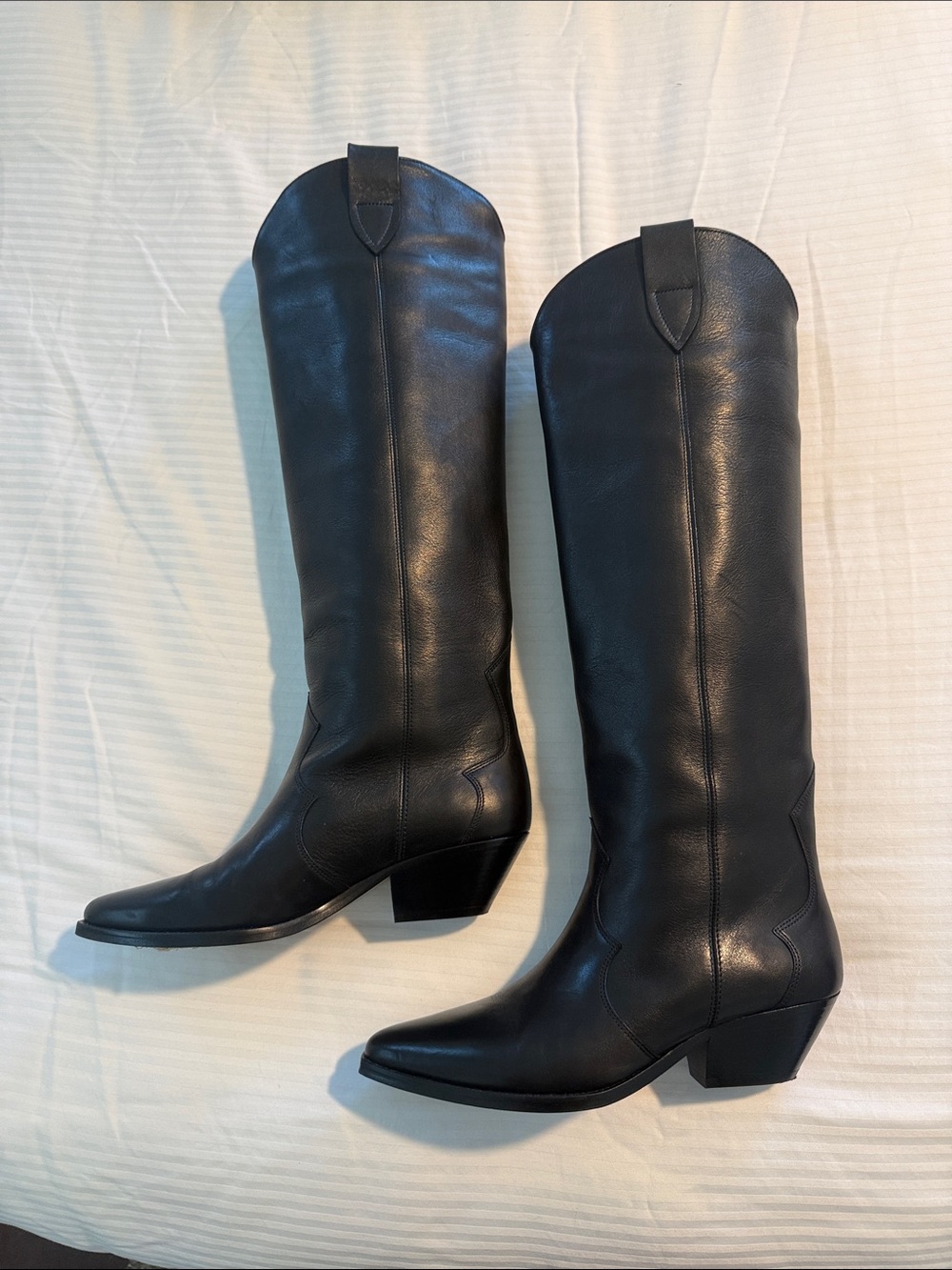 Isabel Marant Black Leather Tall Western Heeled Boots. New, paid $1100 in 2024